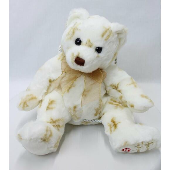 TY Harrods Teddy Bear Toy Kingdom Beanie Baby White & Gold 12" Plush - Picture 1 of 12